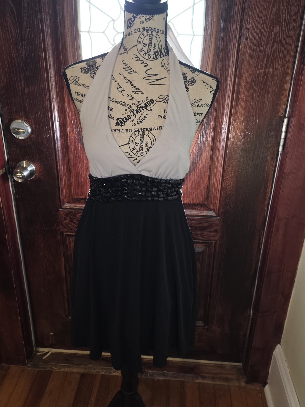 Speechless vintage-style Balck & White halter cocktail dress XS